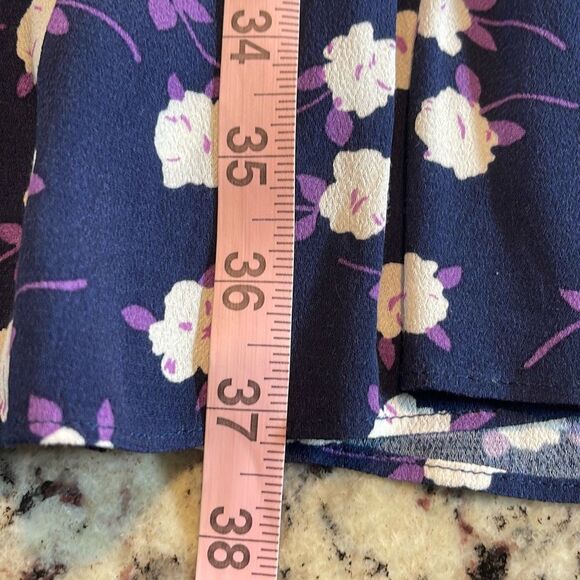 J. Crew Tie-neck tiered dress in scattered peony print Navy White Purple Size Sm - Picture 11 of 11